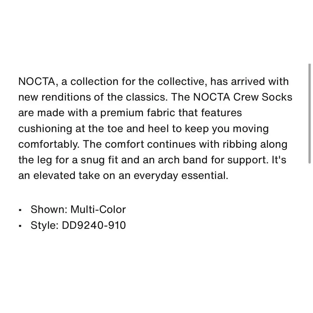 Nike x NOCTA Crew Socks DD9240-910 XL 12-15